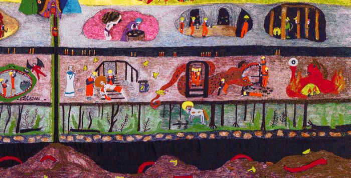 <p>Miriam Sentler, <em>Mining Myths</em> (2023) tapestry detail. Photo: Jonathan Widdershoven. Sentler is a participant in Metode vol. 3 ‘Currents’</p>